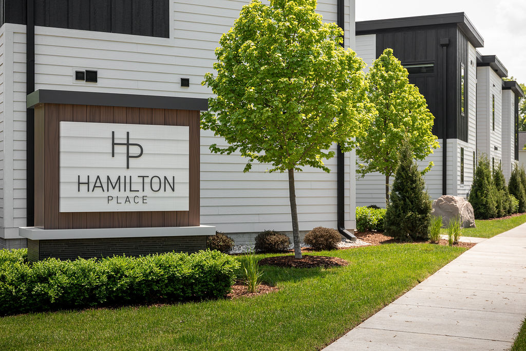 Hamilton Place sign landscaping